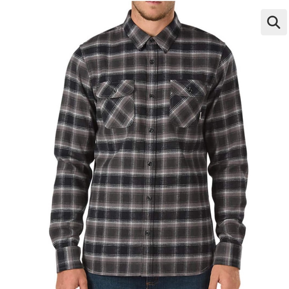 Vans Banfield Flannel Shirt Black New Charcoal